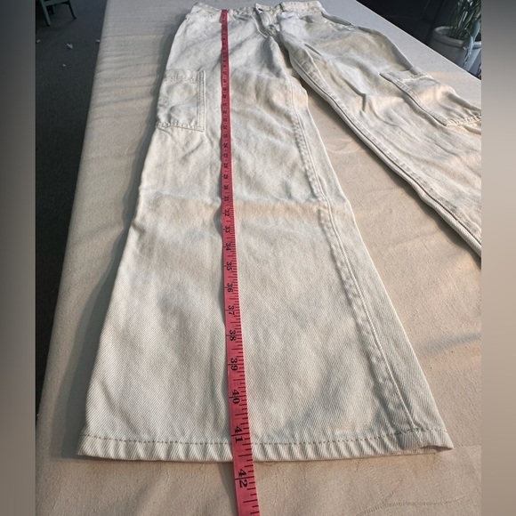 H&M White Wide Leg Painters Pants Size 4 Grunge Classic Preppy Eclectic 80’s - Picture 8 of 9